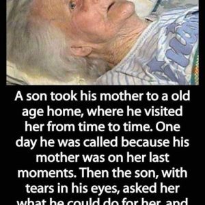 A son took his mother to a nursing home, where he visited her from time to time. One day he was called because his mother was not feeling well. Then the son, with tears in his eyes, asked her what he could do for her, and the mother answered:- Check the 1st comments