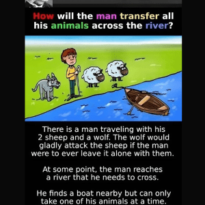 How will the man transfer all his animals across the river?