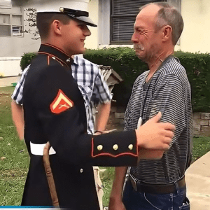 Marine Grandfather Gets A Surprise Visit From His Grandson, Now A Newly Minted Marine